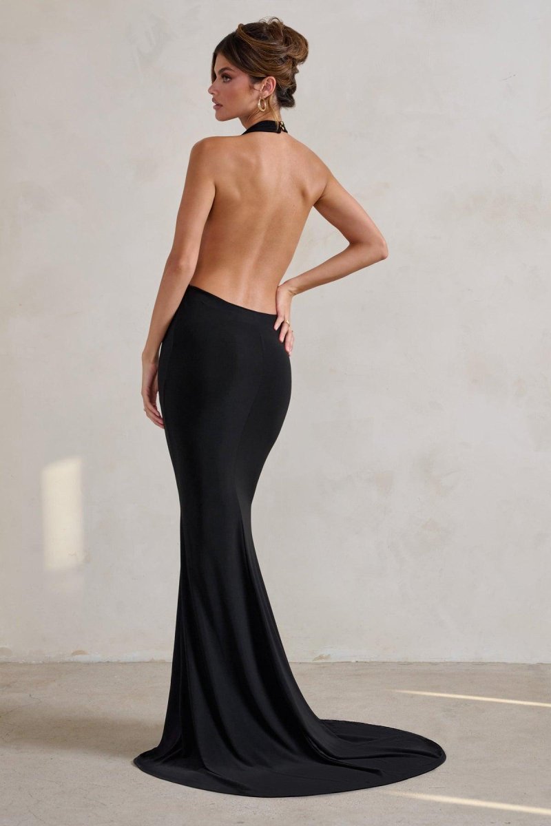 Evening dress with an open back