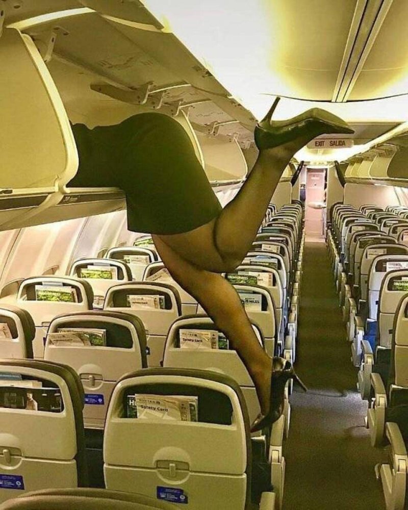 Naked stewardesses on the plane