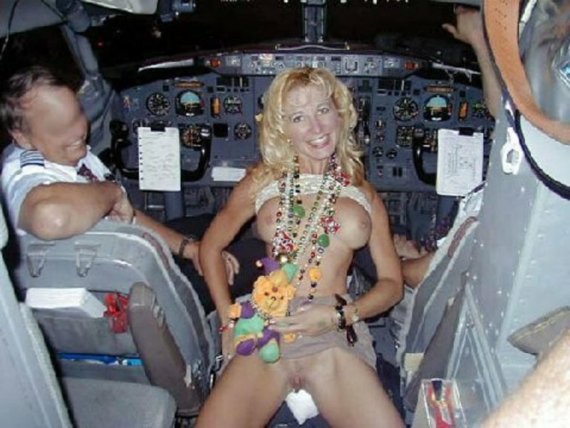 Girls without panties on an airplane