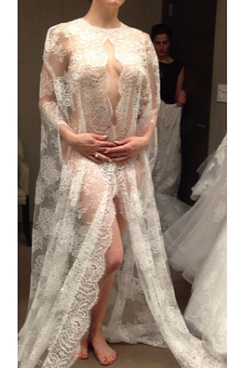 The wedding dress is transparent
