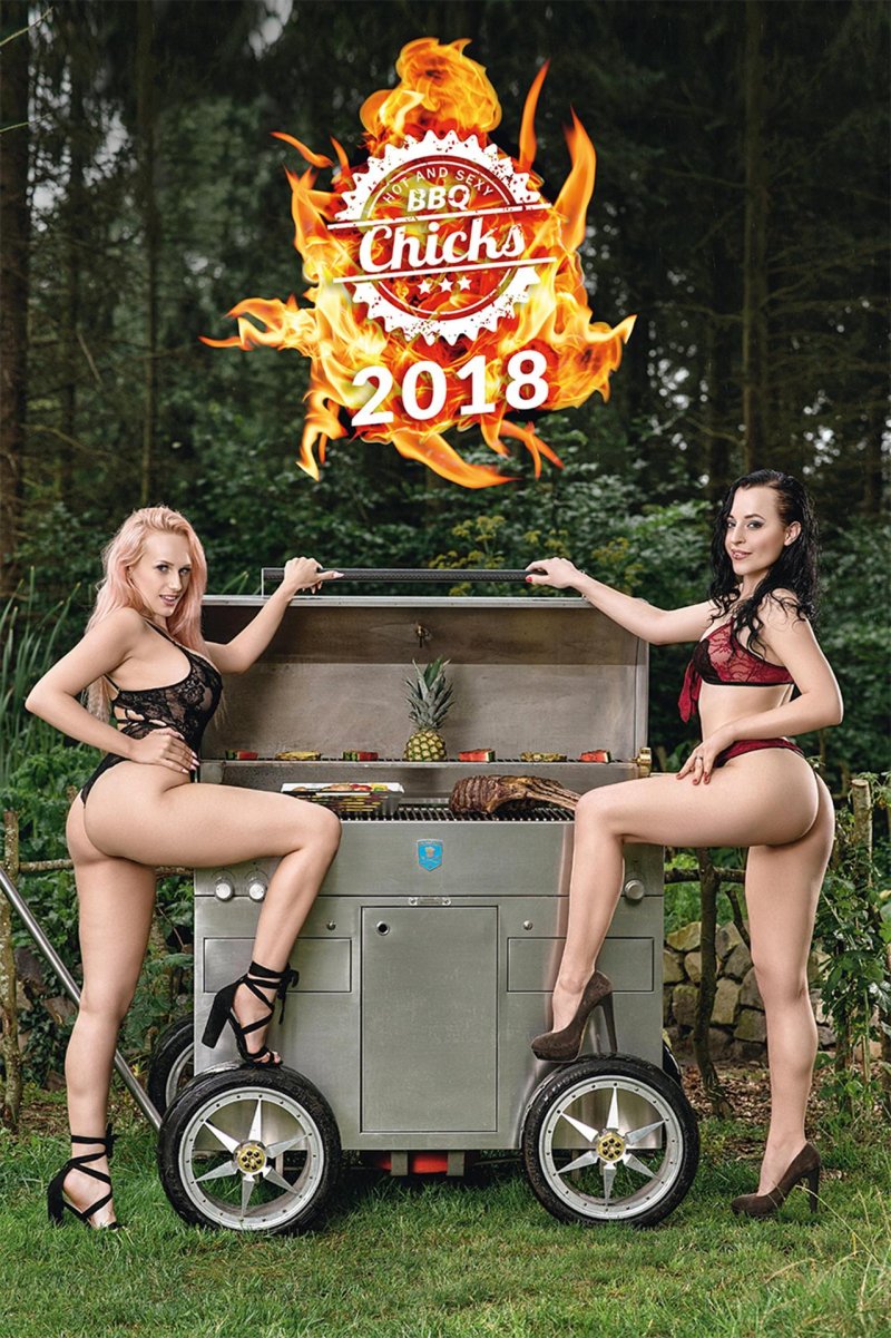 Naked girls on barbecue