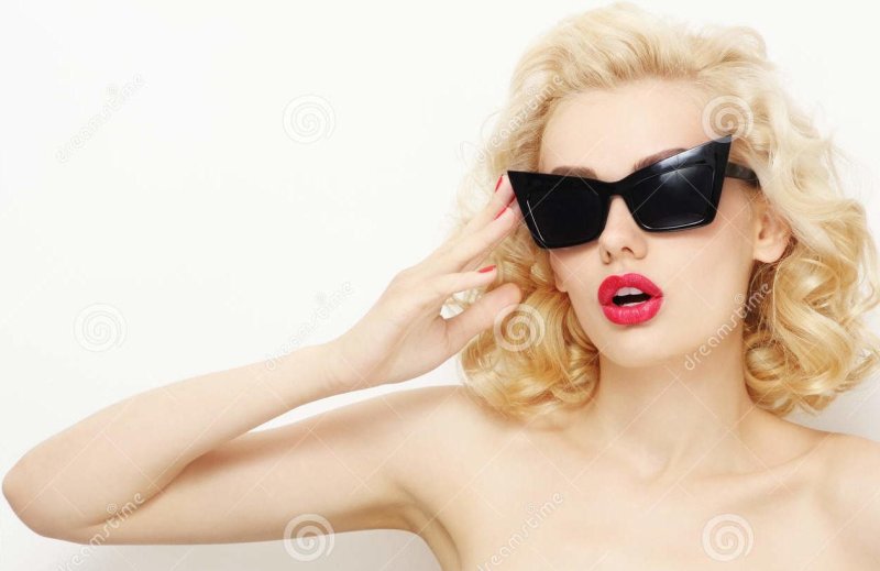Girl with glasses for vision blonde