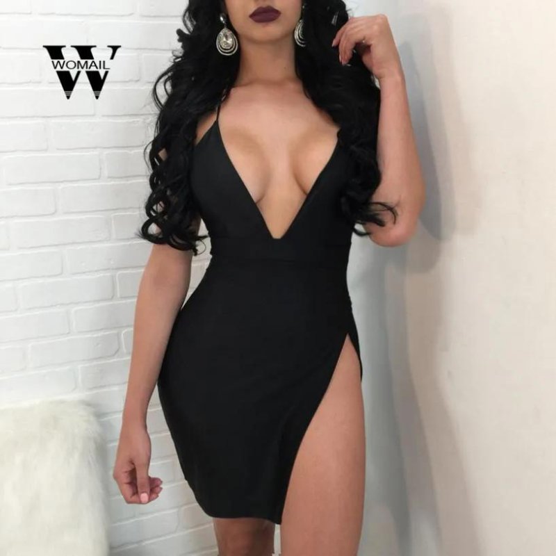 Black dress with a deep neckline