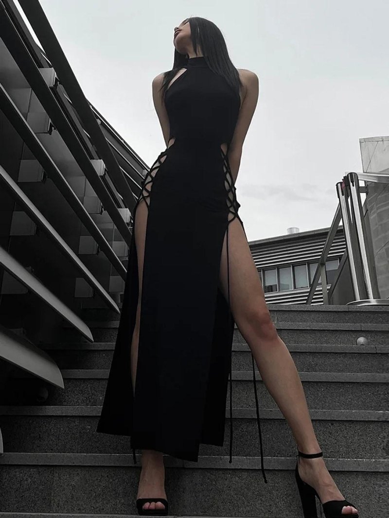 Sexy long dress with cut