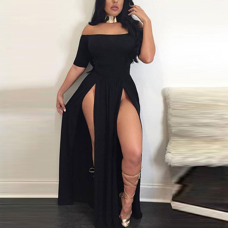 Long dress with open shoulders