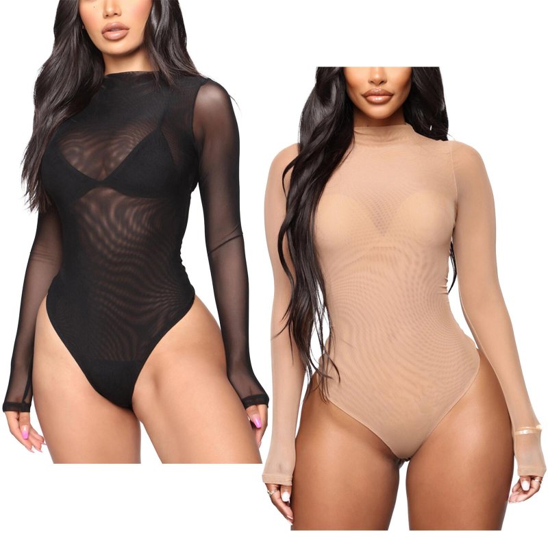 Transparent body with long sleeve