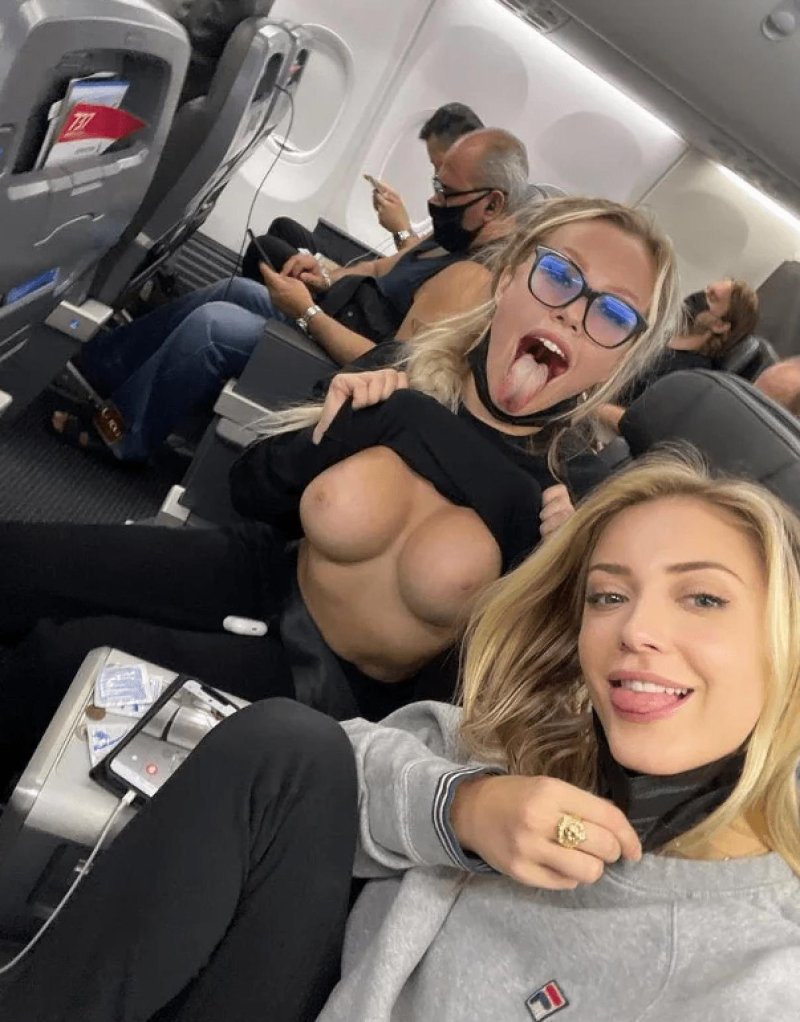 The girl undressed on an airplane