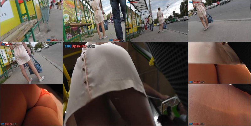 Under a skirt on bus