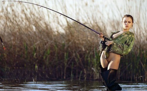 Naked girls on fishing