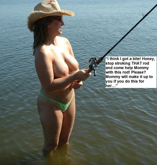 Naked mature women fishing