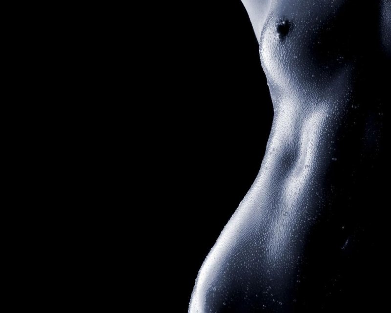 White wet naked body