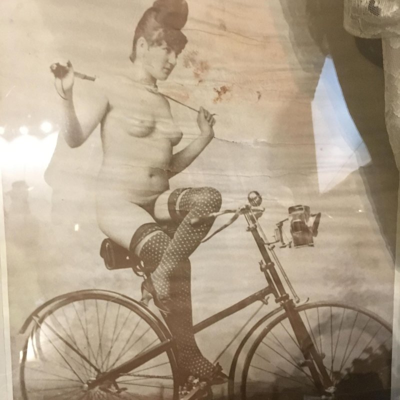 Girl on a retro bicycle