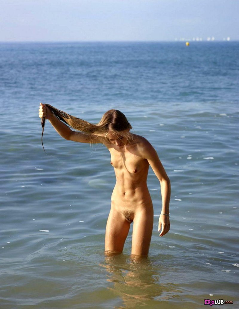 Skinny nudist on the beach