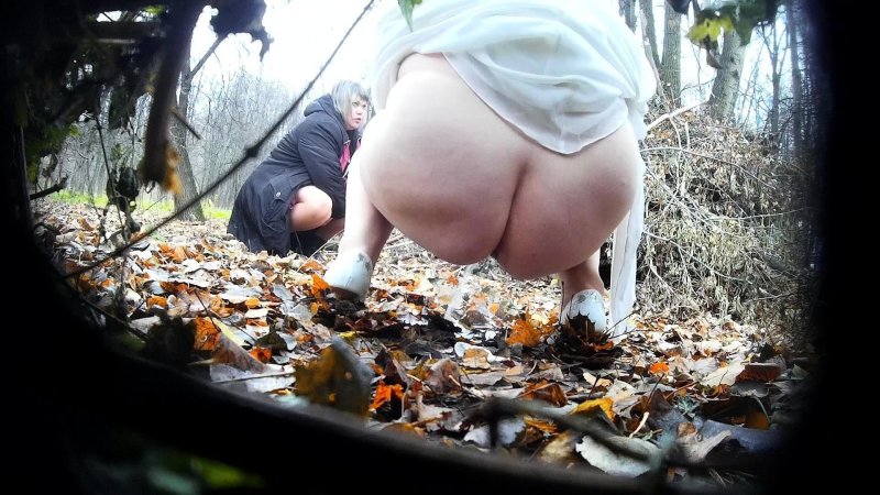Women defecate in nature