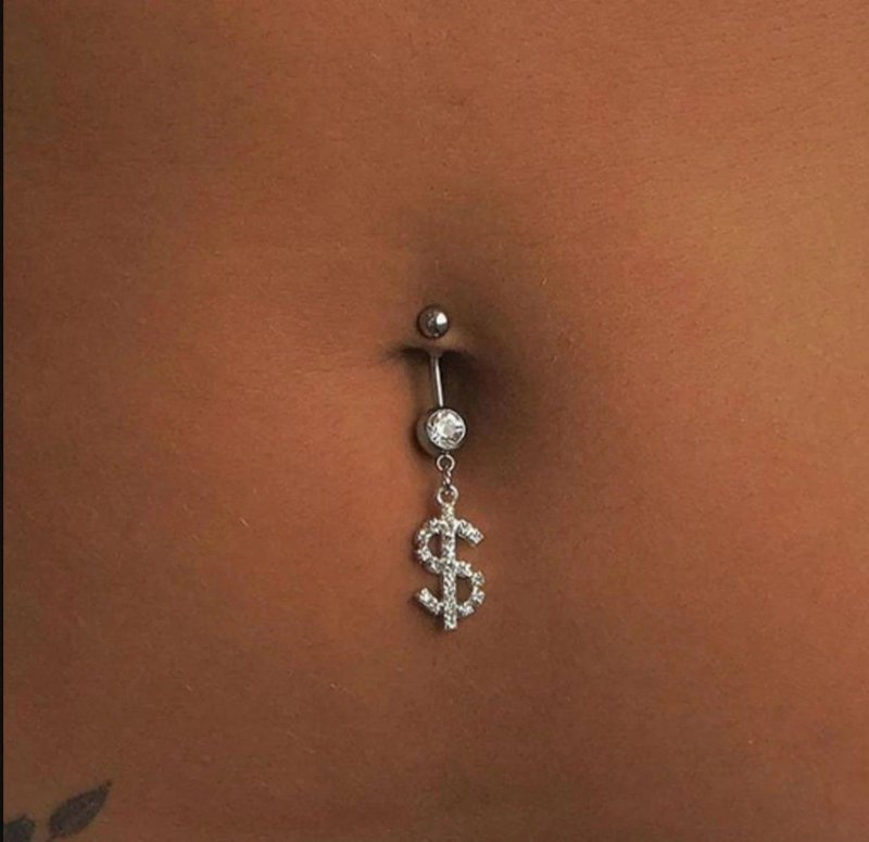 Pierce navel with crystals