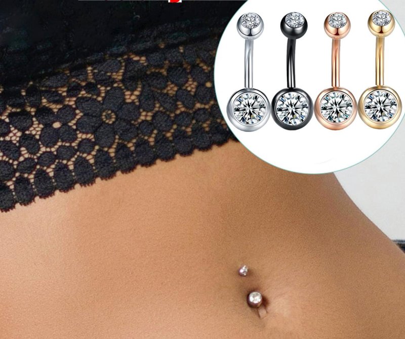 Surgical steel navel piercing
