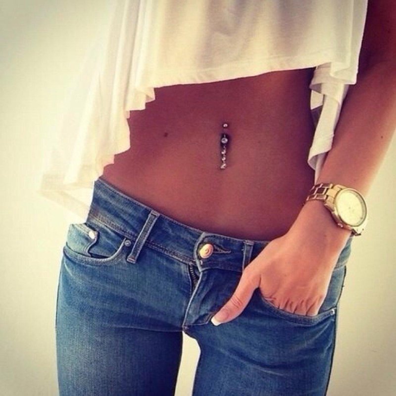 Beautiful girls with piercing navel