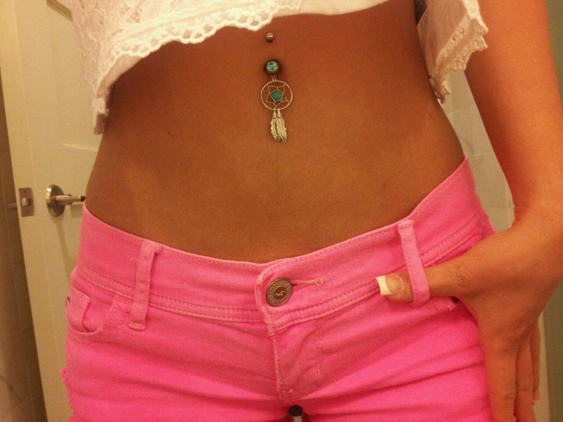 Beautiful girls with piercing navel