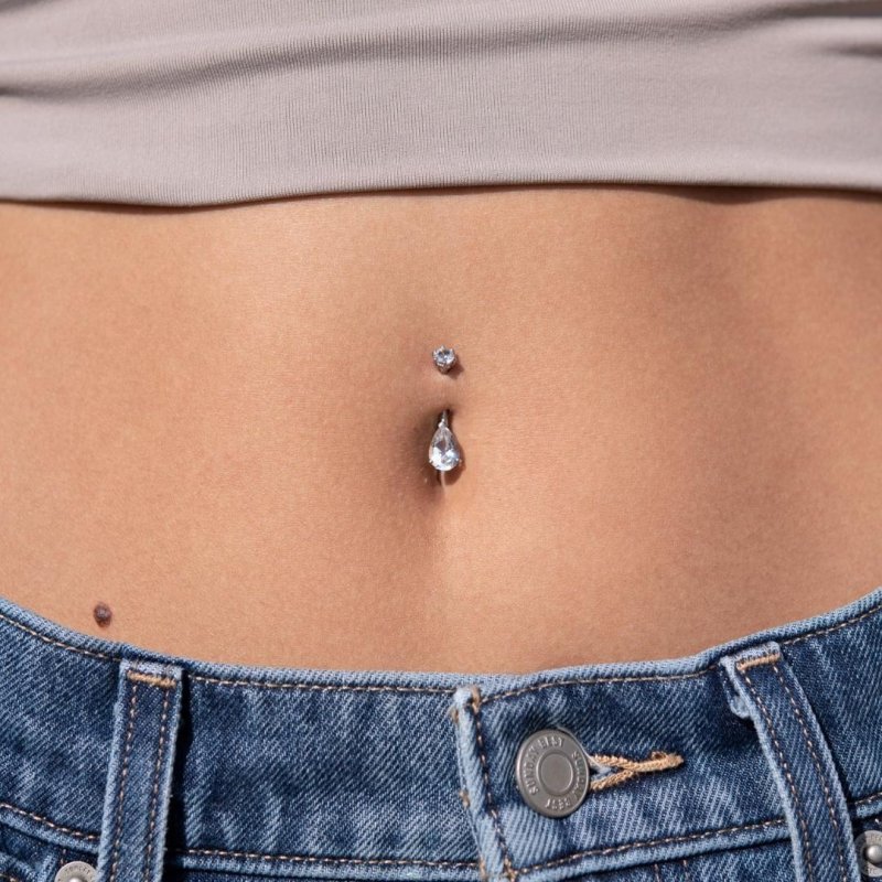 The navel piercing is unusual