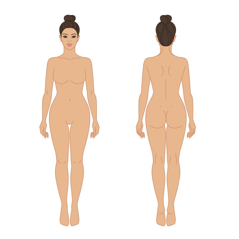 Naked female body standing