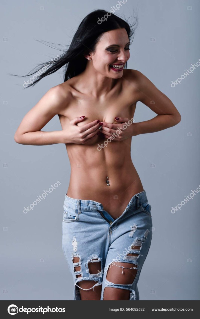 Women Topless in jeans