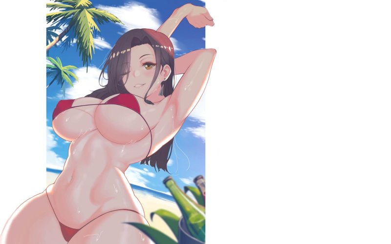 Shirase Sakuya Naked Tits in a swimsuit