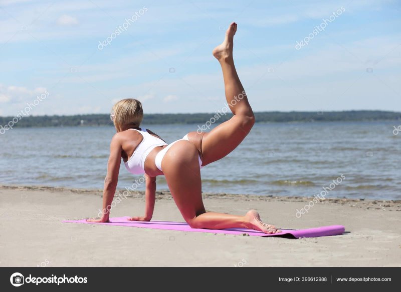 Yoga on the beach girl