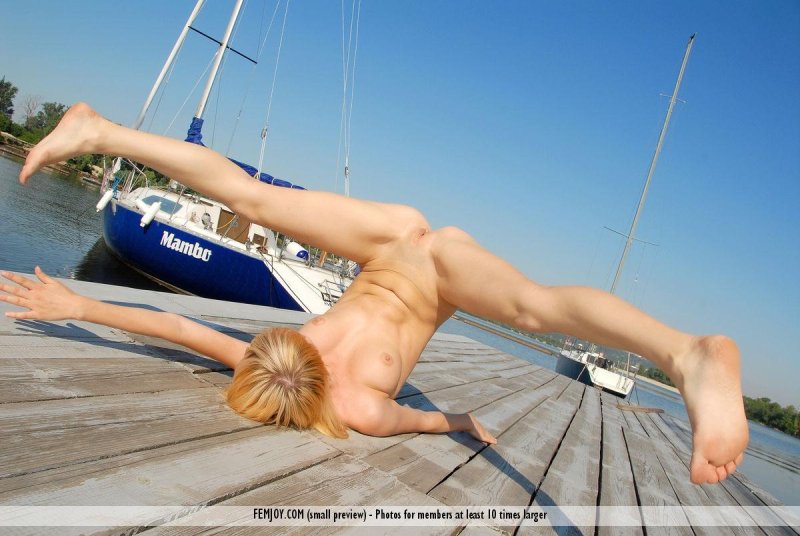 Naked athletes on the bridge