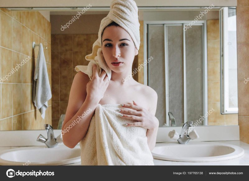 Girl in the bathroom towel