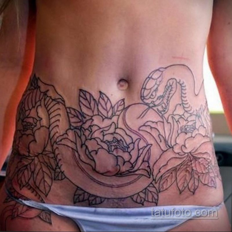 Female tattoos on the stomach