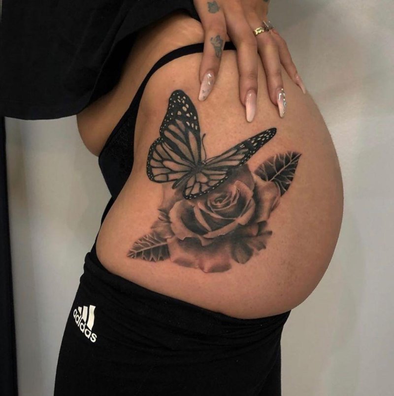 Tattoo on the female hip