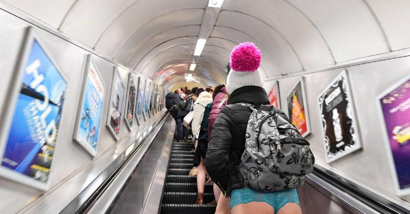 In the subway without pants