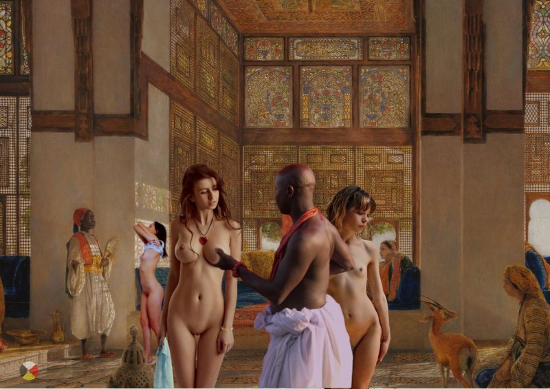 Girls undress in the harem