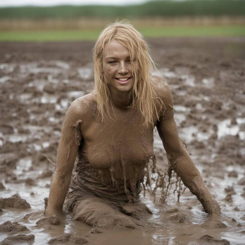 Naked girls drown in mud