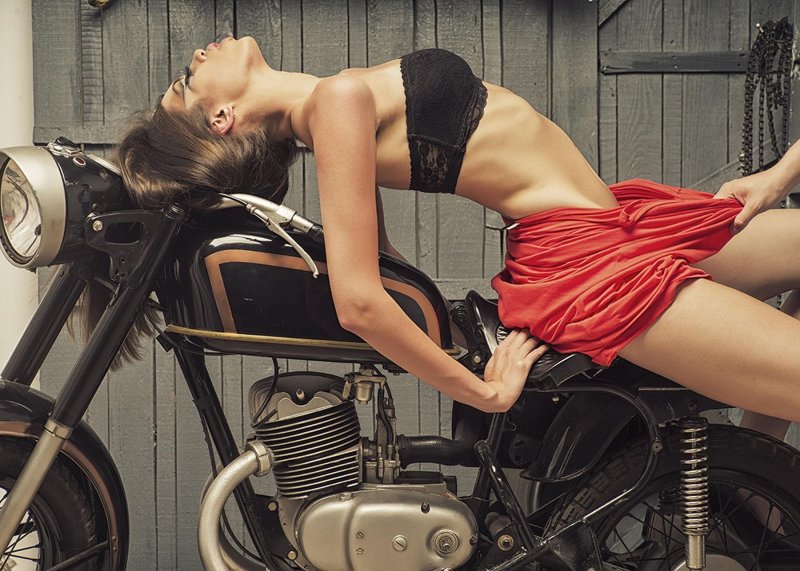 Sexy girl on a motorcycle