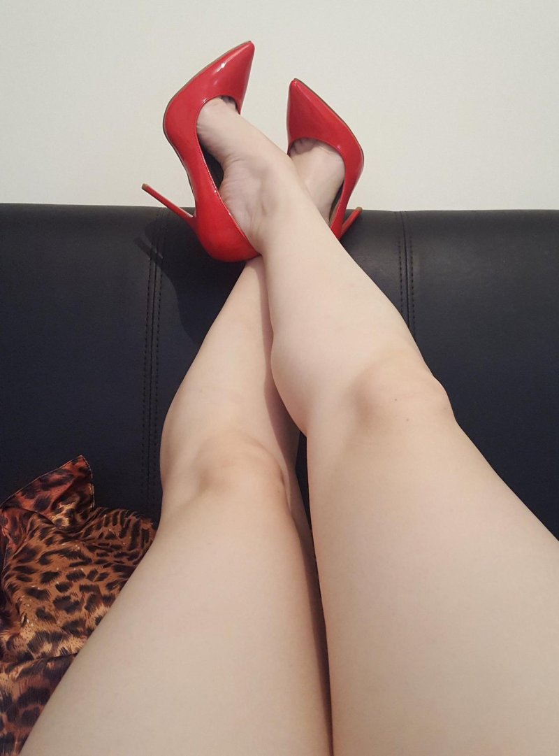 Girl in red shoes