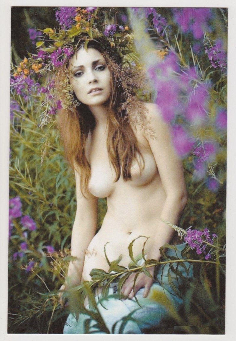 Beautiful women naked in flowers