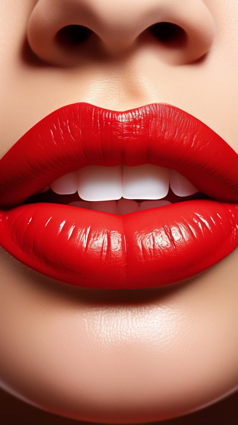 Lips with red lipstick