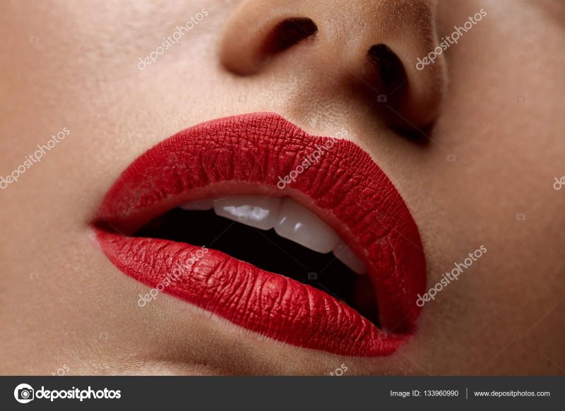 Lips with red lipstick