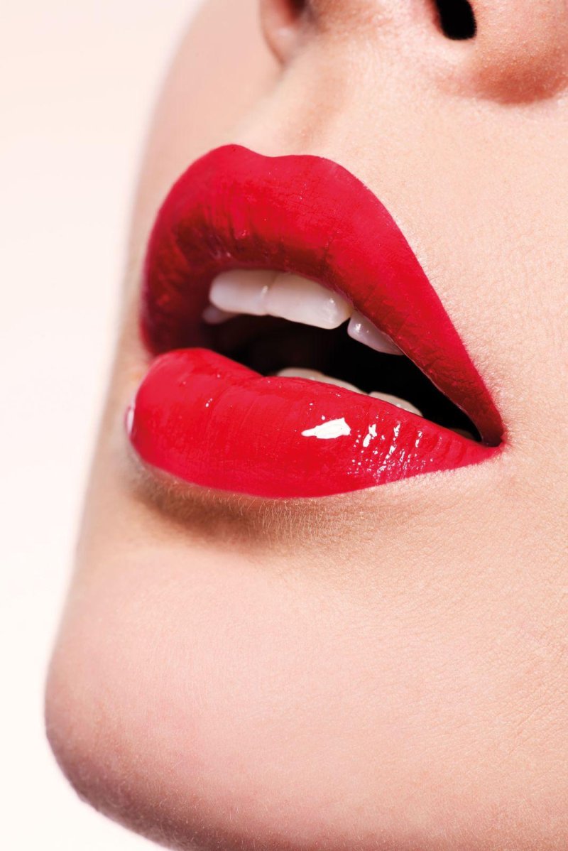 Red glossy lipstick