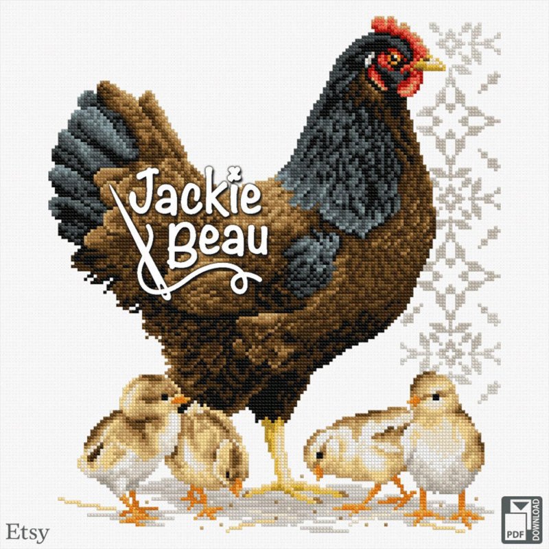 Embroidery chicken scheme