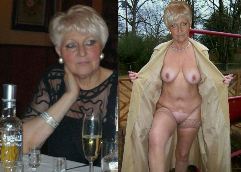The old women are naked and in clothes
