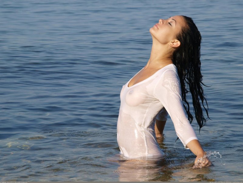 Girl in wet clothes