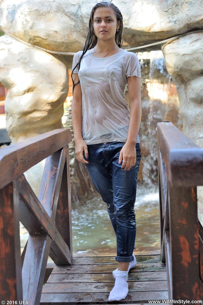 In wet clothes