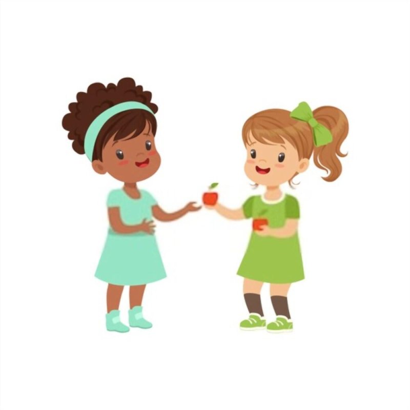 The boy shares with a girl