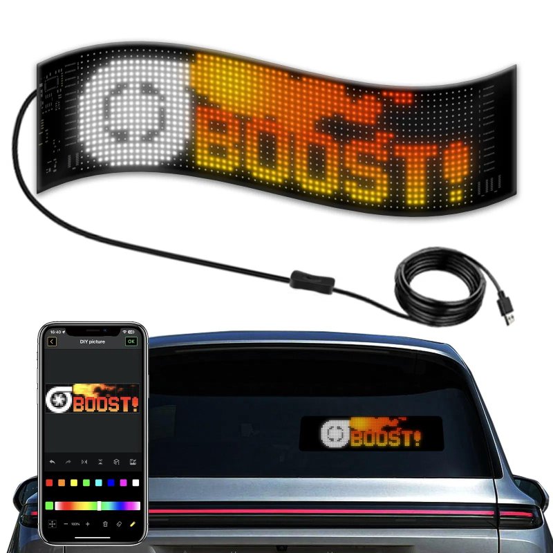 Led display on the rear window of car