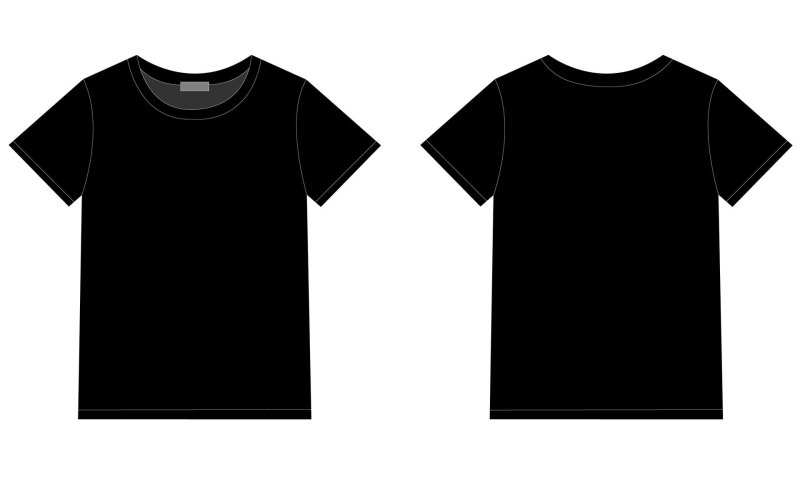 Black T -shirt in front and back