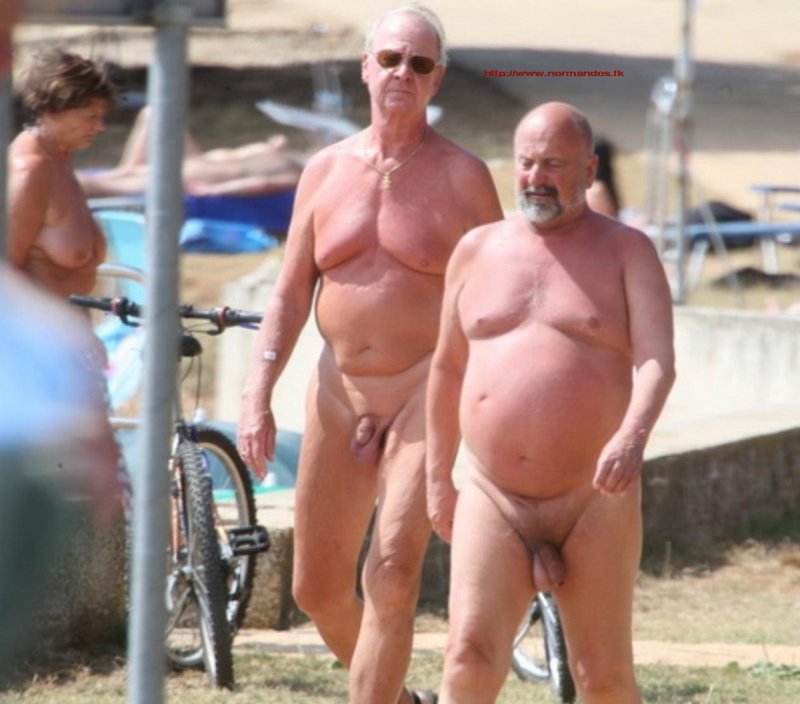Naked old men on the beach