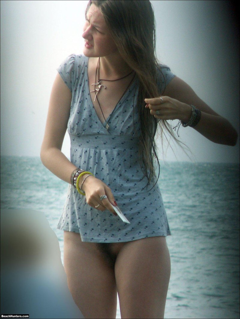 Girl in a T -shirt without panties