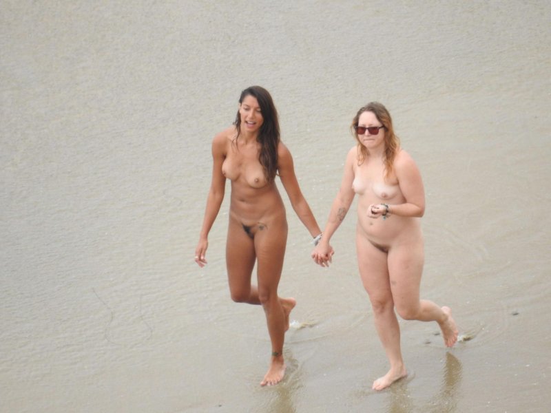 On the beach without panties